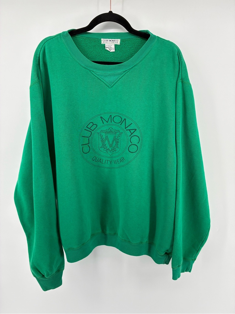 Vintage Club Monaco Men's Green Logo Sweatshirt Made in Hong Kong - Picture 2 of 7